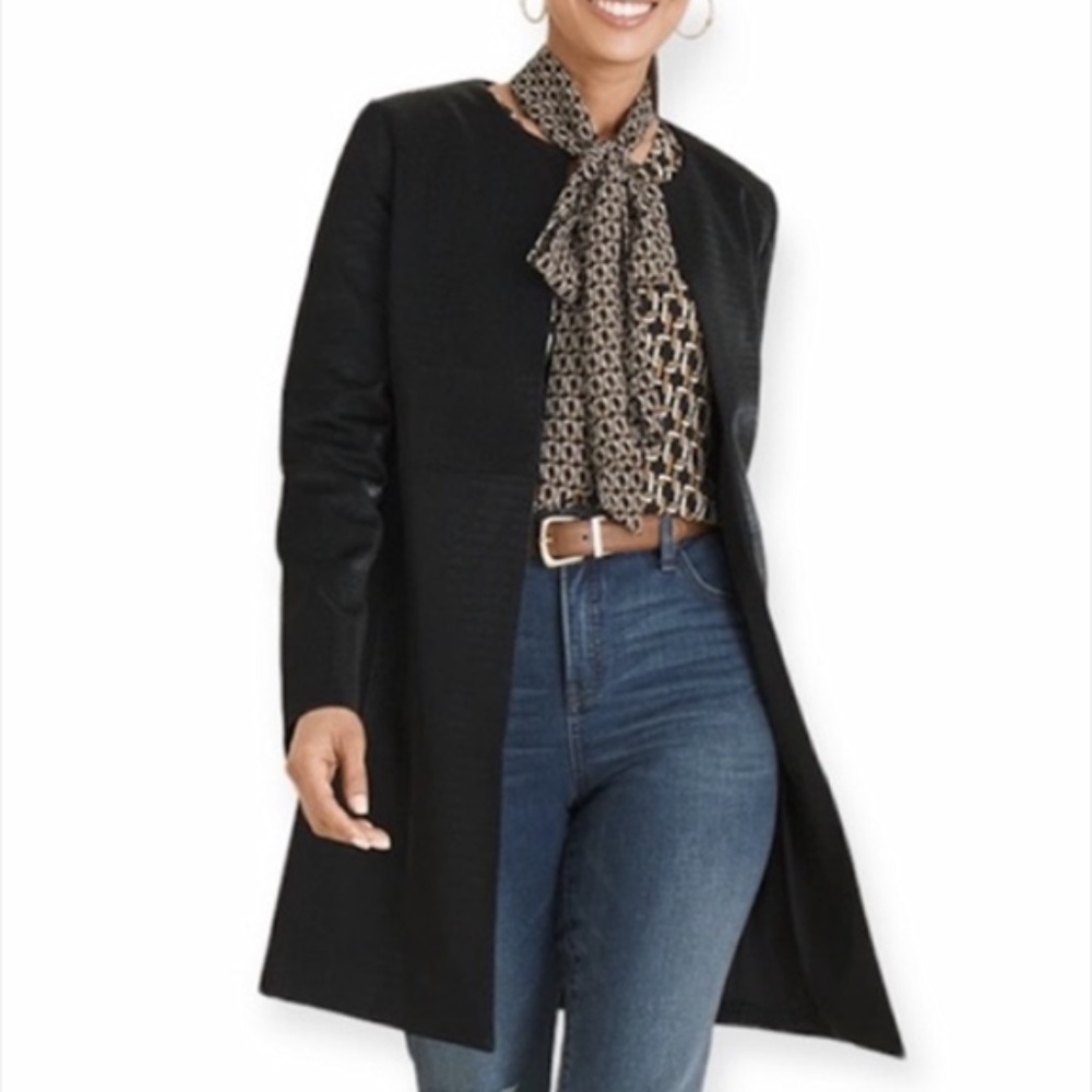 CHICOS Faux Black Leather Topper Jacket (Chicos Size 4) XXL/20